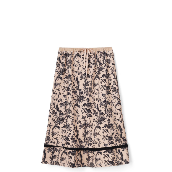 Трикотажна міді спідниця в кремово-чорному квітковому принті Lloyd