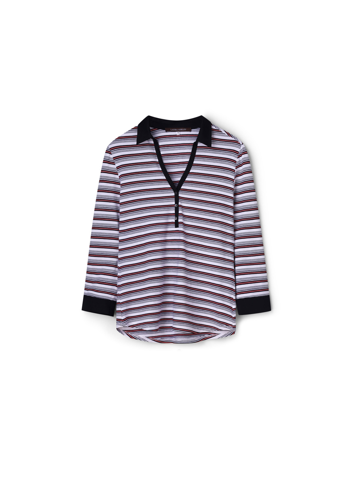 Футболка-поло Laura Ashley у чорно-червону смужку
