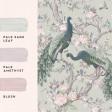 Шпалери з квітами та павичами в зеленувато рожевому кольорі BELVEDERE (Sage green)