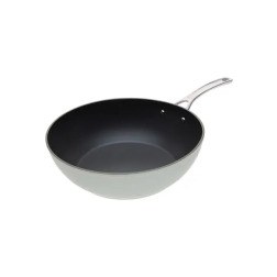Глибока сковорода-вок 30 см в сіро-блакитному кольорі 