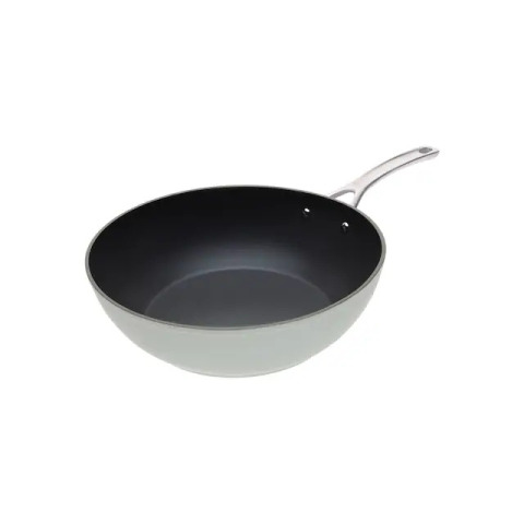 Глибока сковорода-вок 30 см в сіро-блакитному кольорі 