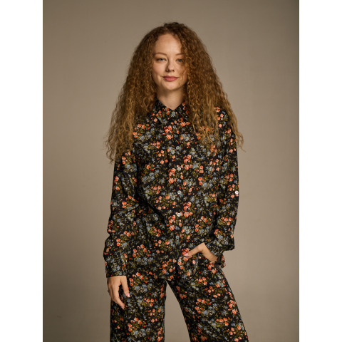 Жіноча блузка-сорочка з віскози з принтом Ellerby black