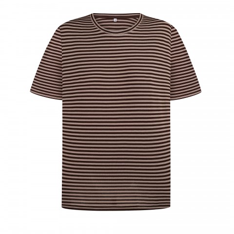 Футболка-пуловер у коричневу смужку з коротким рукавом Brown stripe 