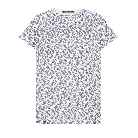 Блуза з передом із шовку з принтом Blue Lunham та трикотажною спинкою