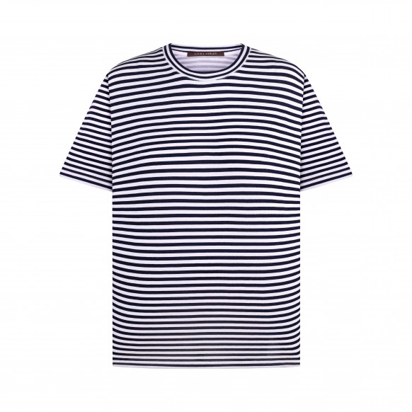 Жіноча футболка в синьо-білу смужку з віскози з еластаном Navy stripe