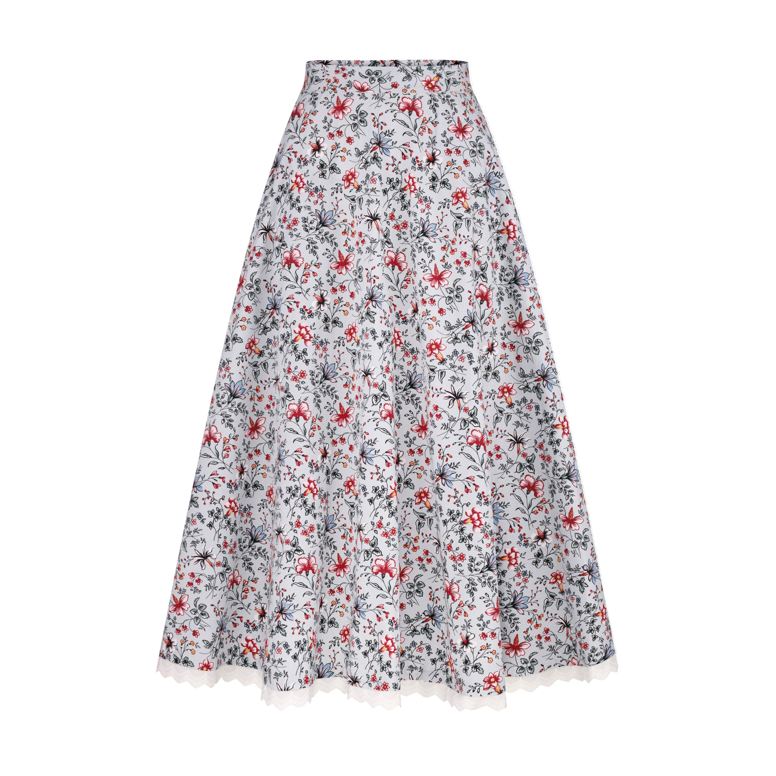 Бавовняна спідниця напівсонце з квітковим принтом Indienne і мереживом