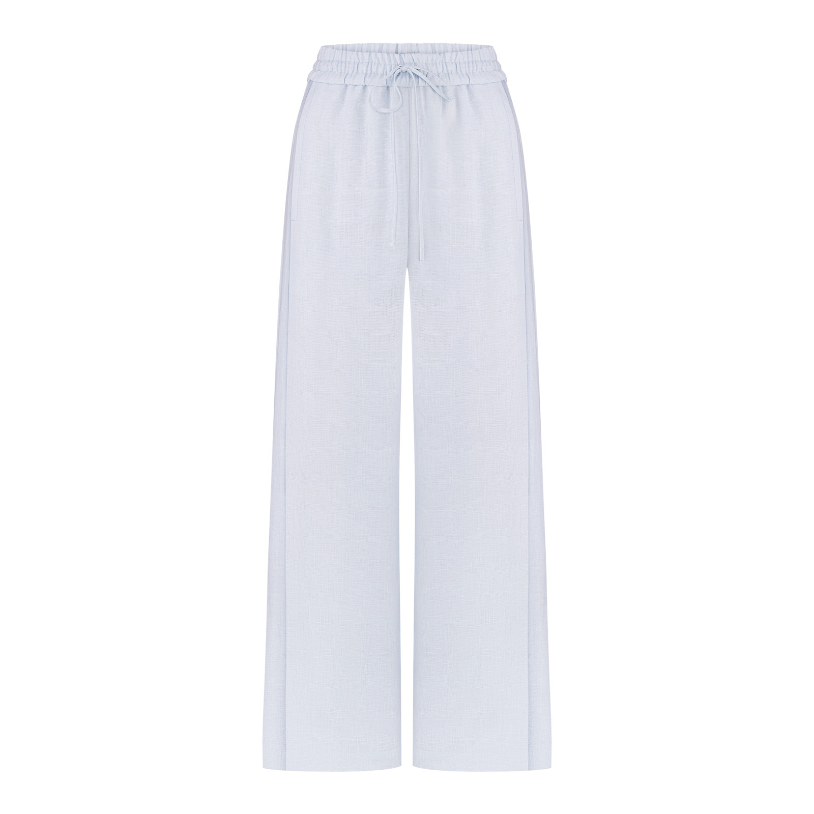Широкі льняні штани на резинці, колір світло-блакитний