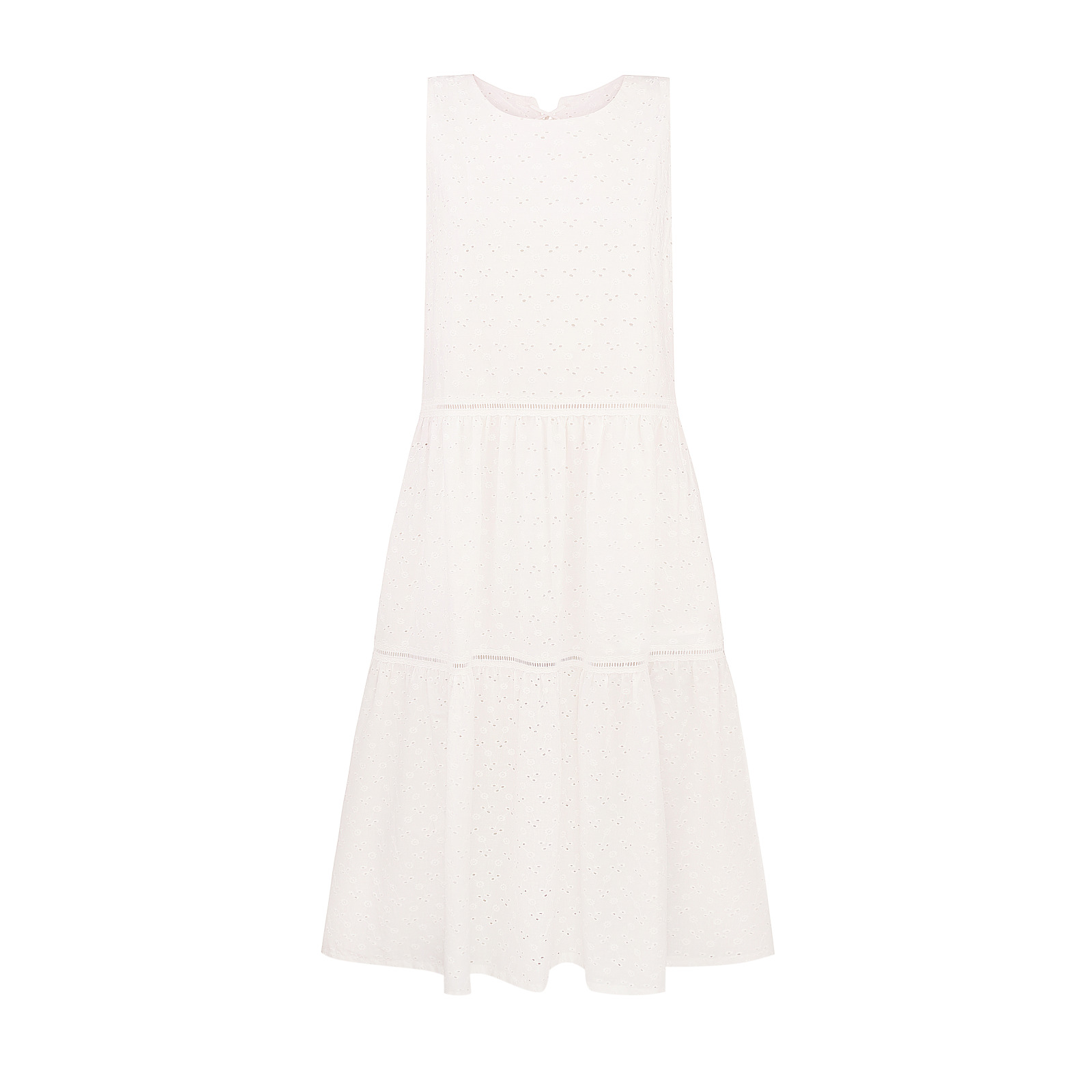 Сарафан з перфорованої бавовни, з двома воланами Білий