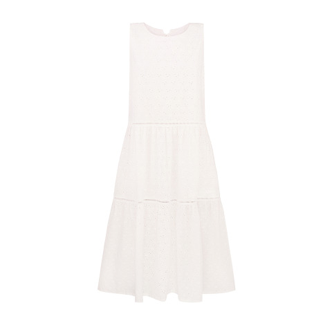Сарафан з перфорованої бавовни,  з двома воланами Білий 