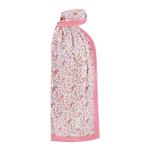 Елегантний шовковий шарф з квітковим принтом 45х175 Pink Laverton print
