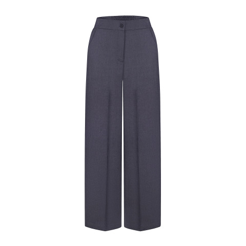 Прямі лляні штани на блискавці попереду та з резинкою позаду, сині (Navy)