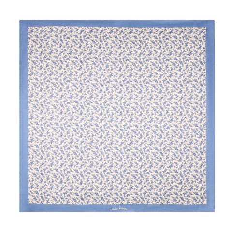 Елегантна шовкова хустка з квітковим принтом 90х90 Blue Lunham print