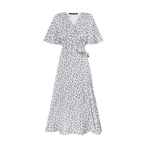 Сукня на запах з віскози з довгим поясом та рукавами-дзвіночками Blue Lunham