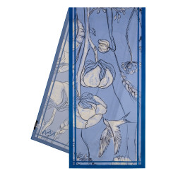 Блакитно-білий шовковий шарф Сойка та Конюшина SH 242/1 KA