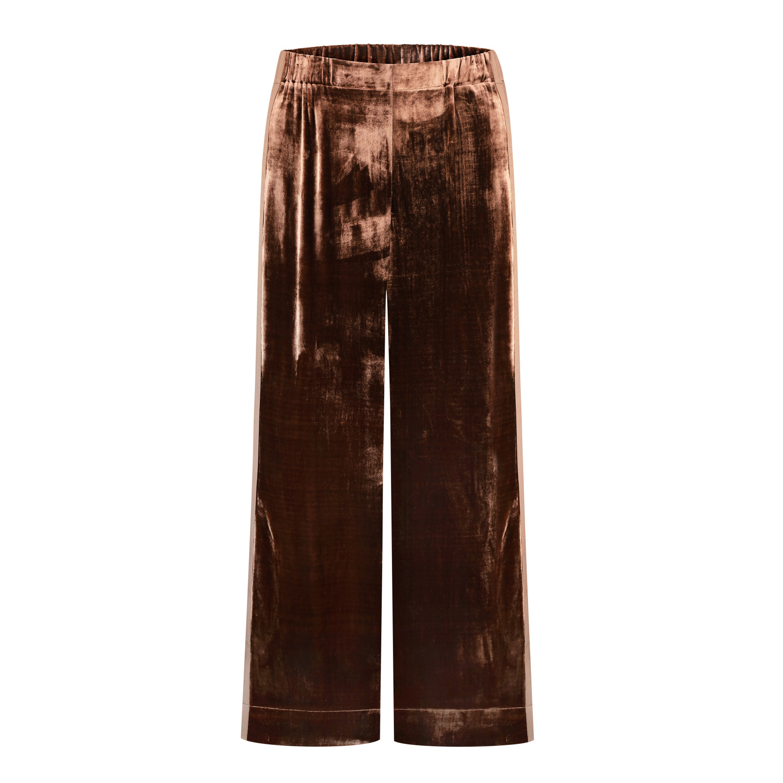 Велюрові штани з лампасами шоколадного кольору TR 300/1 KA