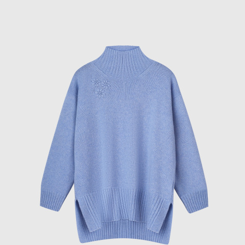 Блакитний светр оверсайз із кашеміру та вовни