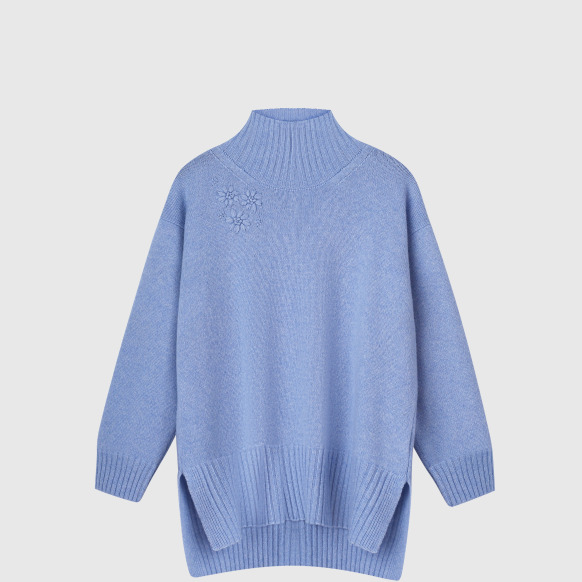 Блакитний светр оверсайз із кашеміру та вовни