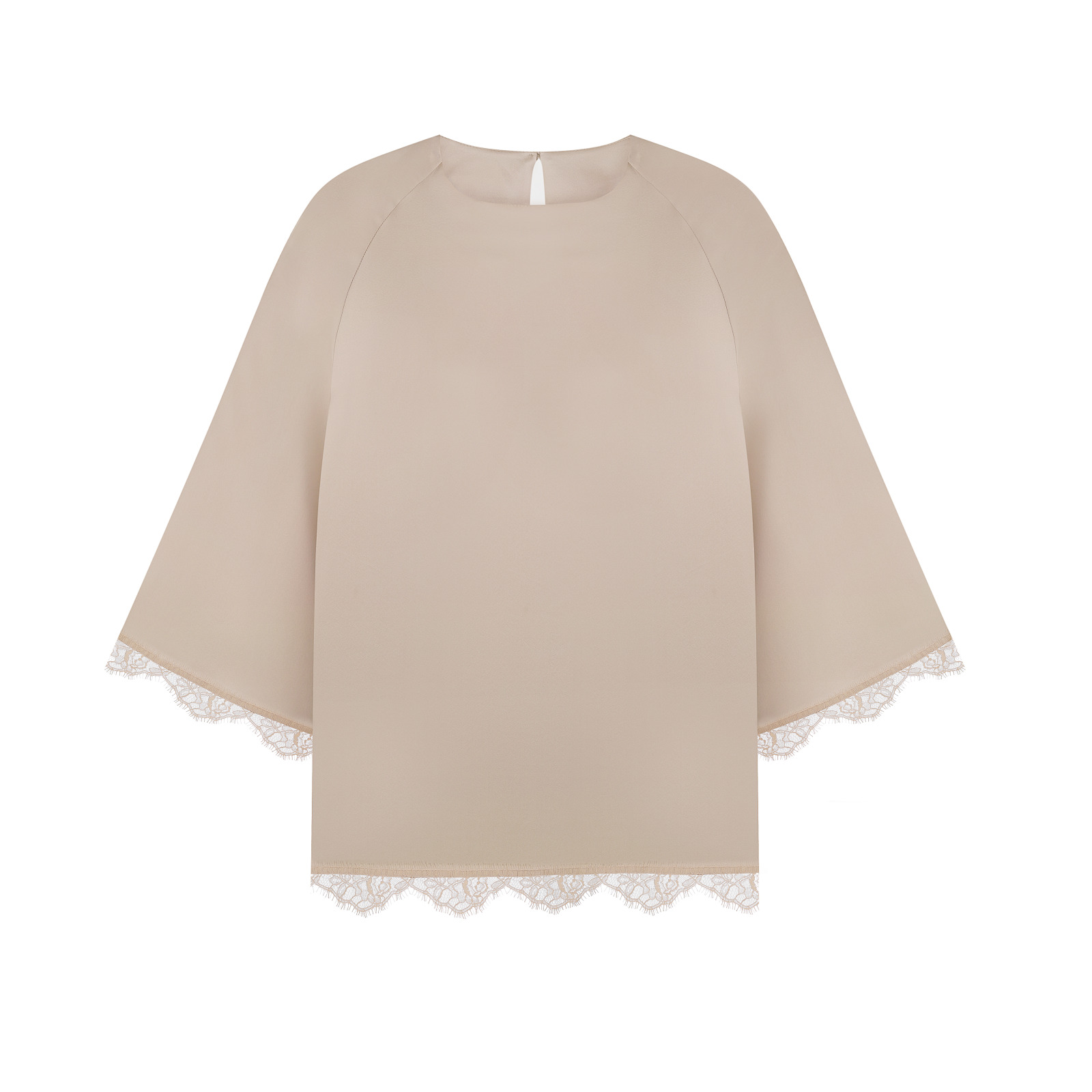 Шовкова блузка кольору шампанського з мереживом BL 338 KA