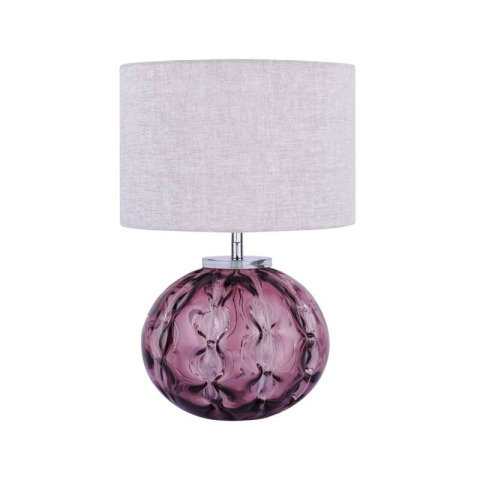 Настільна скляна  лампа рожевого кольору з сірим абажуром ELDERDALE H43 Ø30 (Shade Pink)