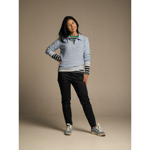 Блакитний пуловер -поло з вовни ягня