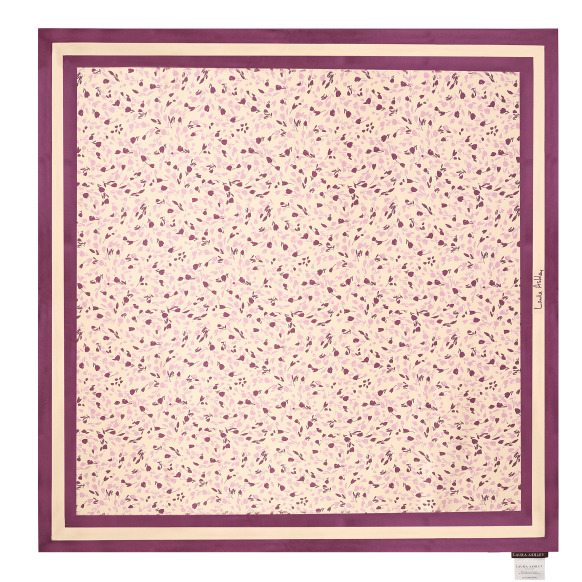 Шовкова хустка з рожево-бордовим принтом у тюльпани