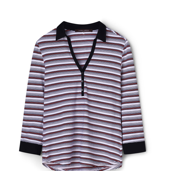 Футболка-поло Laura Ashley у чорно-червону смужку