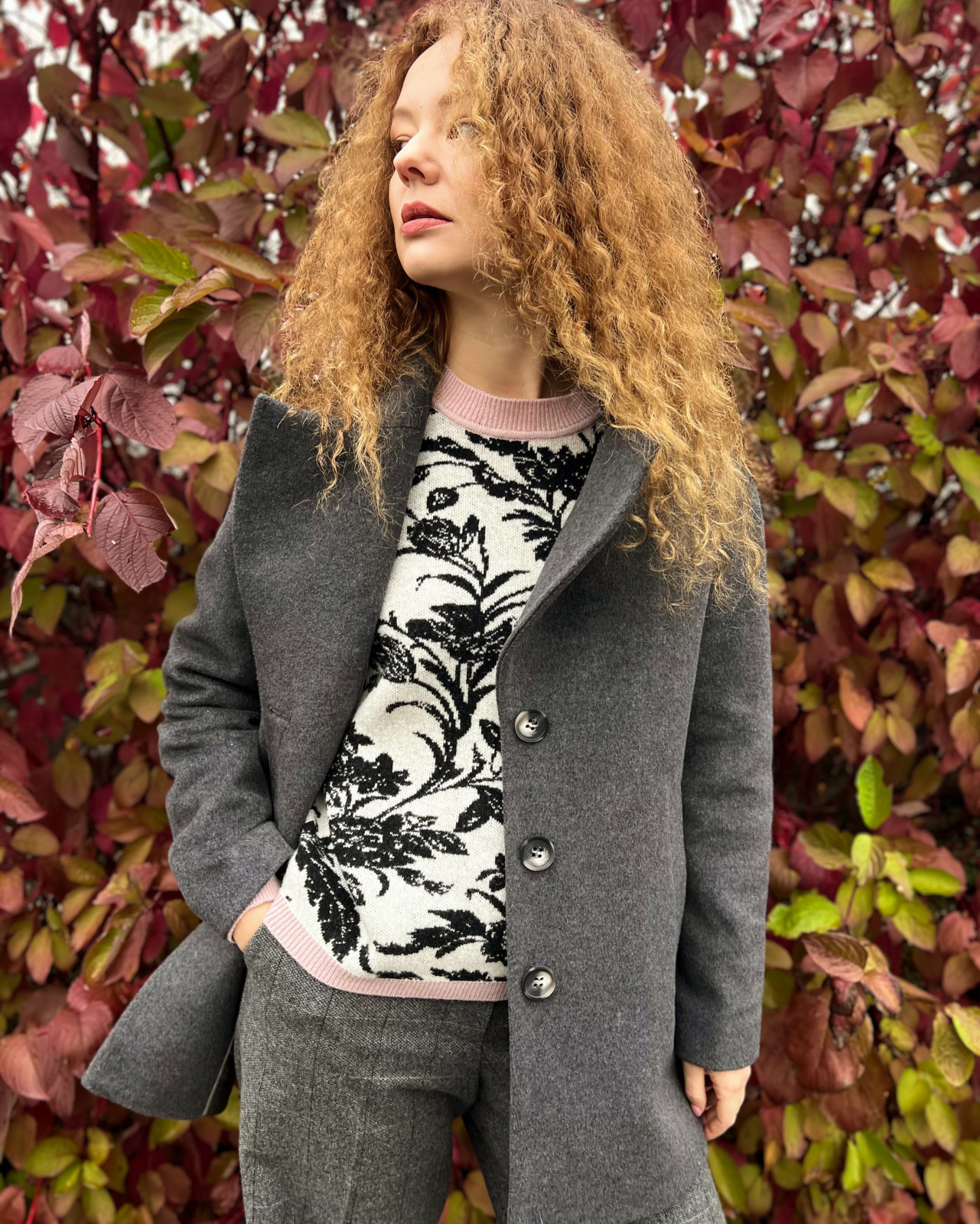 Укорочене вовняне пальто Laura Ashley сірого кольору