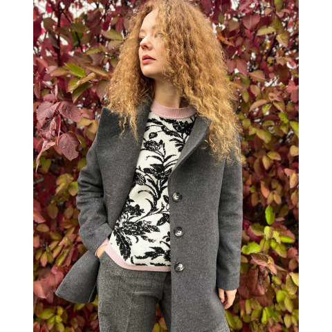 Укорочене вовняне пальто Laura Ashley сірого кольору 