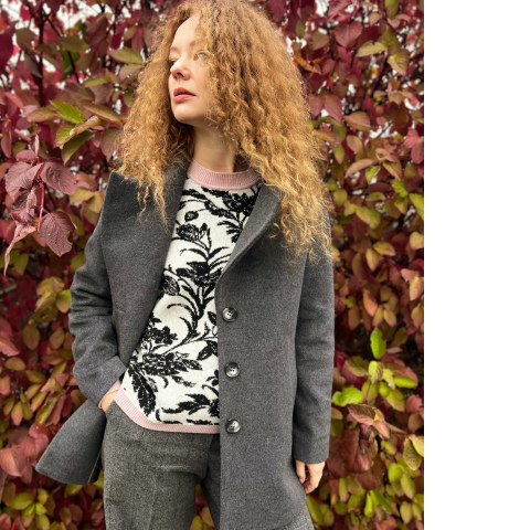 Укорочене вовняне пальто Laura Ashley сірого кольору 