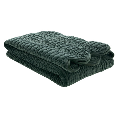 Стьобане оксамитове покривало оливкового кольору SCALLOPED (Pine Green) 