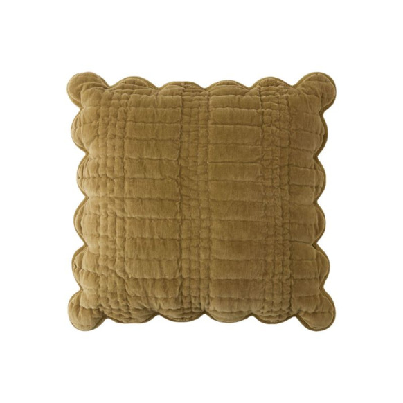Оксамитова стьобана подушка в кольорі охра SCALLOPED (Ochre Yellow)