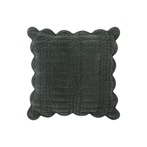 Бархатная стеганная подушка темно-зеленого цвета SCALLOPED (Pine Green)