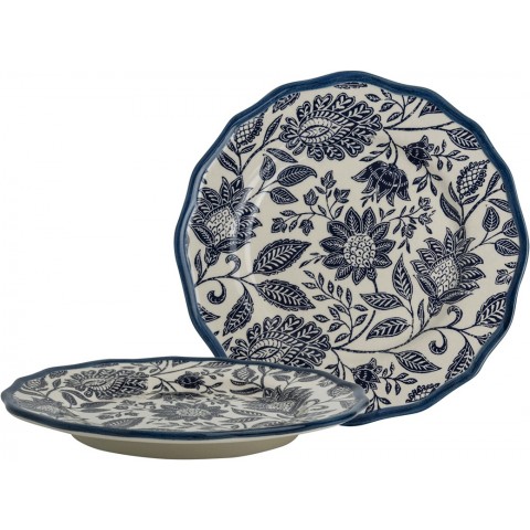 Набір 2-х тарілок з синім квітковим принтом HEDINGHAM Giftset 2 Plates Ø21 (Blue)
