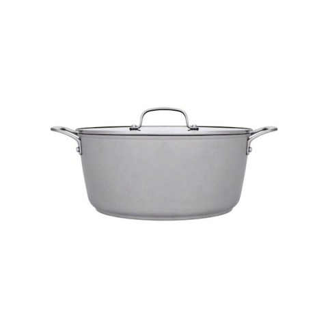 Каструля з кованого алюмінію 28 см з кришкою в сіро-блакитному кольорі