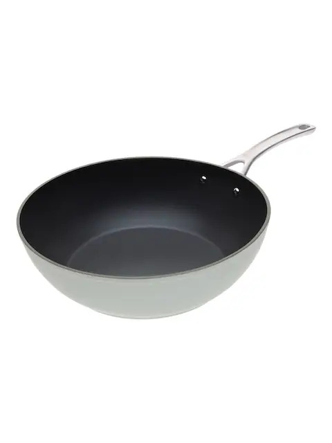 Глибока сковорода-вок 30 см в сіро-блакитному кольорі
